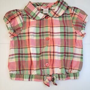 Gymboree Girls Plaid Button Down Shirt Size 5 Short Sleeve Spring Summer
